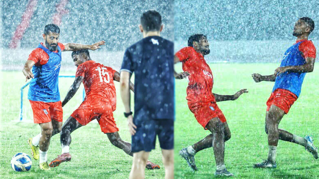 ভারী বৃষ্টিতেও জামালদের অনুশীলন